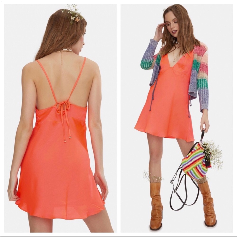 FREE PEOPLE BOHO MINI SUN DRESS V-NECK BOHEMIAN FESTIVAL SLIP A2C - Picture 8 of 16